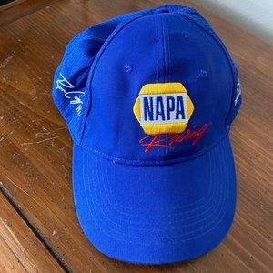 Men’s NASCAR trucker hat with signatures.